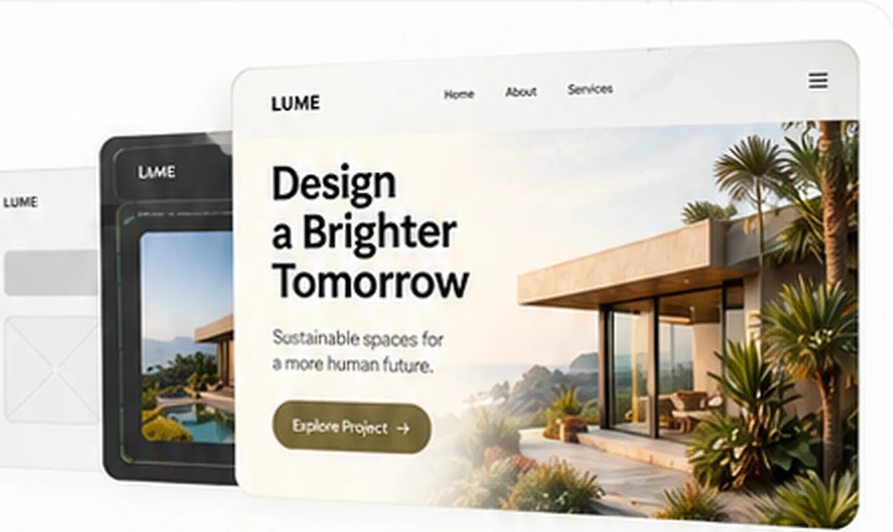 A wireframe becoming a finished homepage with the Prompt-to-Page method